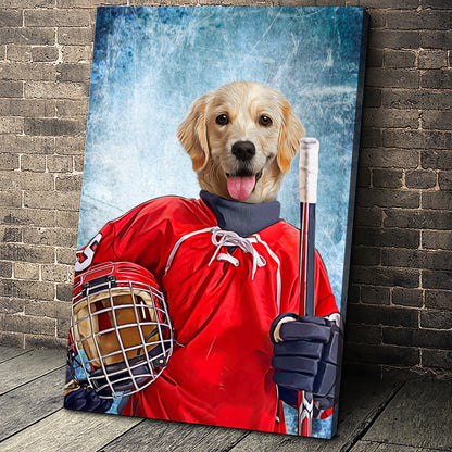 The Ice Hockey Player Custom Canvas Pet Portrait - Noble Pawtrait