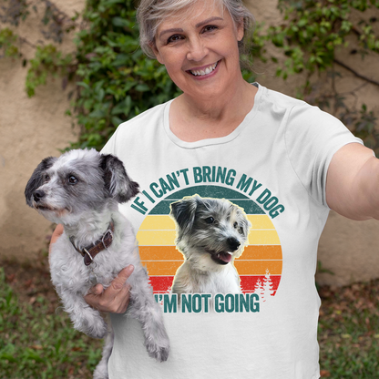T-shirt personnalisé avec visage d’animal de compagnie | Cadeau personnalisé pour les amoureux des chiens et des chats | Si je ne peux pas amener mon animal de compagnie, je n'y vais pas T-shirt unisexe