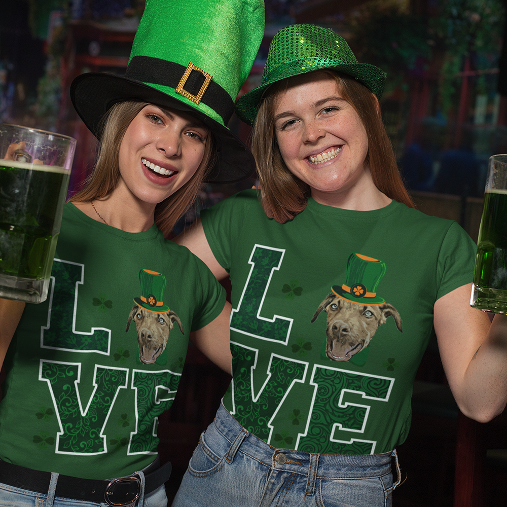 Love St Patrick's Day Custom Pet Unisex T-shirt - Noble Pawtrait