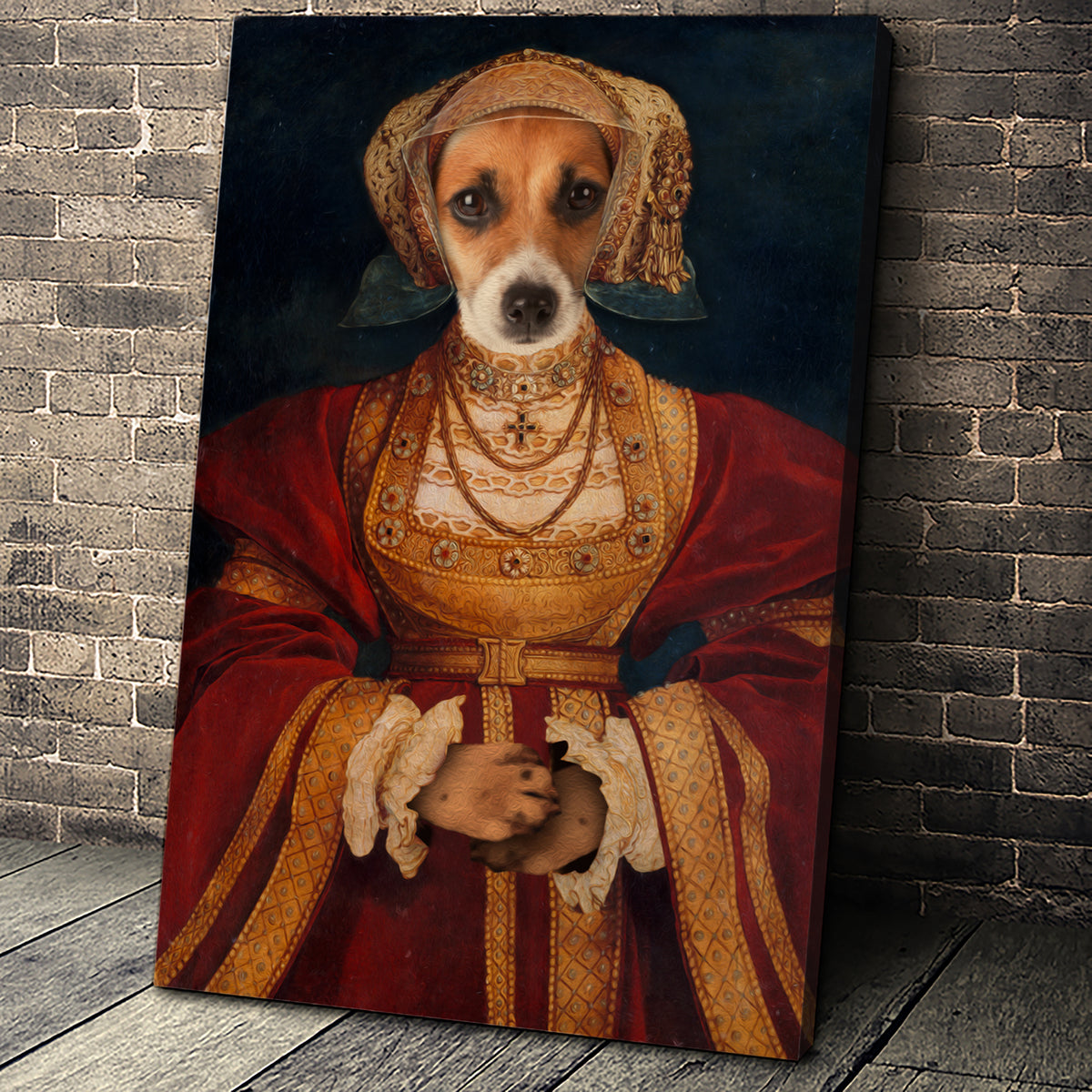 Lady in Orange Custom Pet Portrait Canvas - Noble Pawtrait