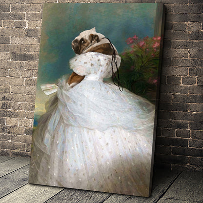 Lady in White Custom Pet Portrait Canvas - Noble Pawtrait