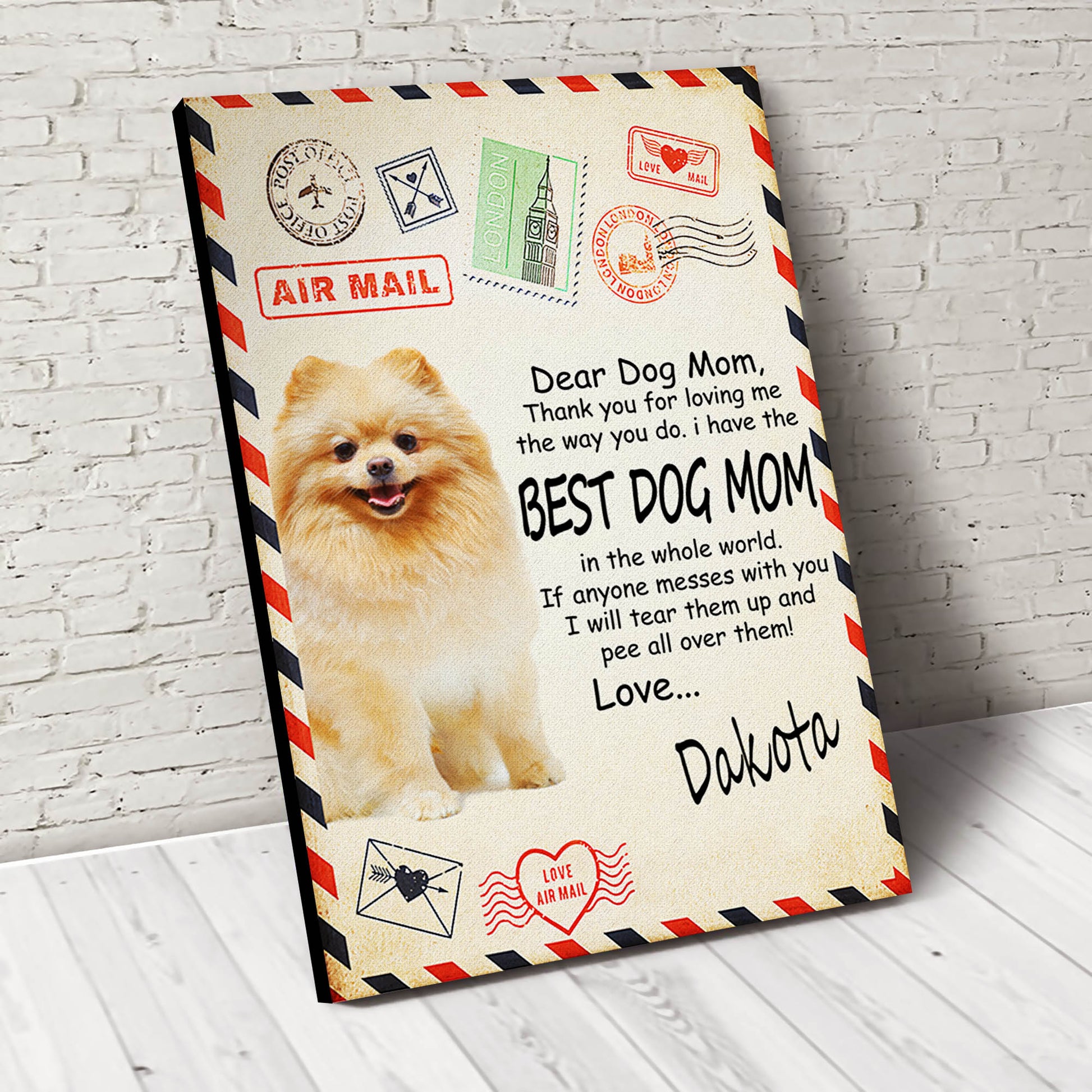Paw Mail Mom Gift Custom Pet Portrait Canvas - Noble Pawtrait