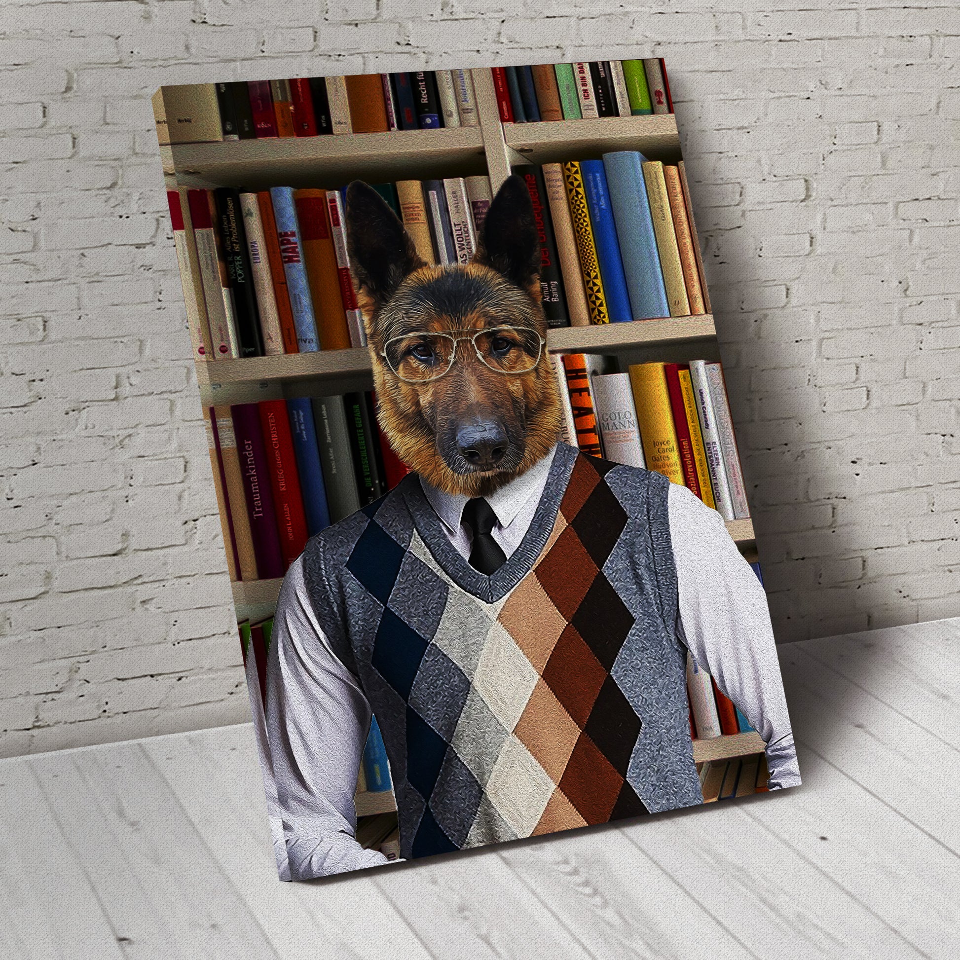 The Reader Custom Pet Portrait Canvas - Noble Pawtrait