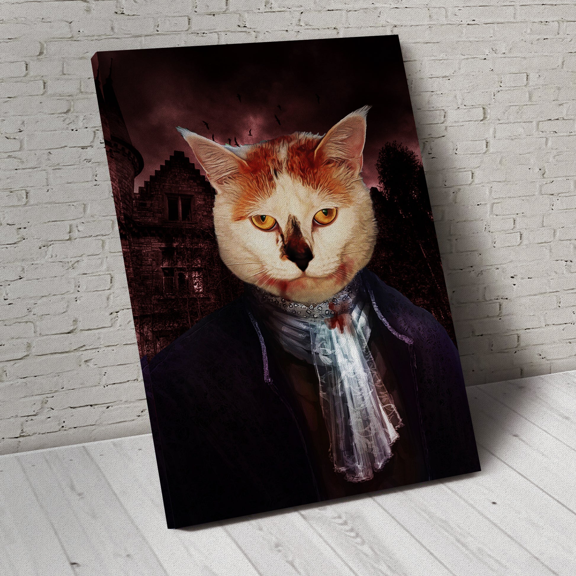 The Vampire Custom Pet Portrait Canvas - Noble Pawtrait