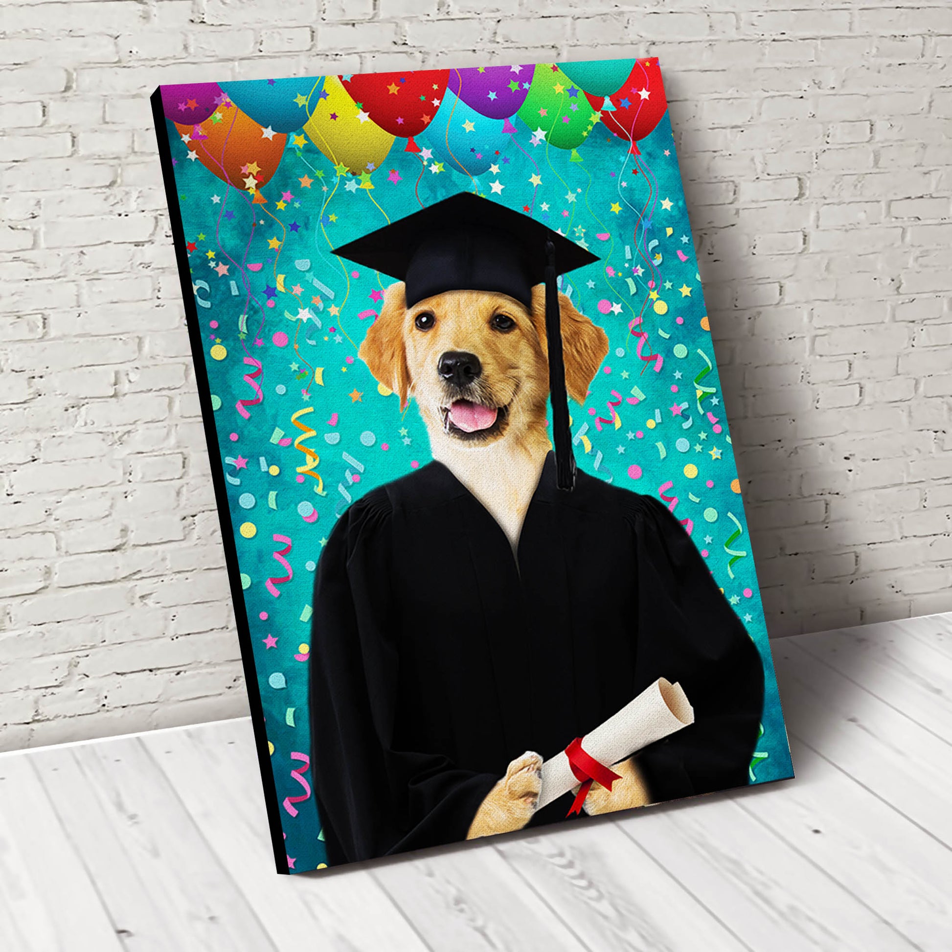 Graduation Paw Custom Pet Portrait Canvas - Noble Pawtrait