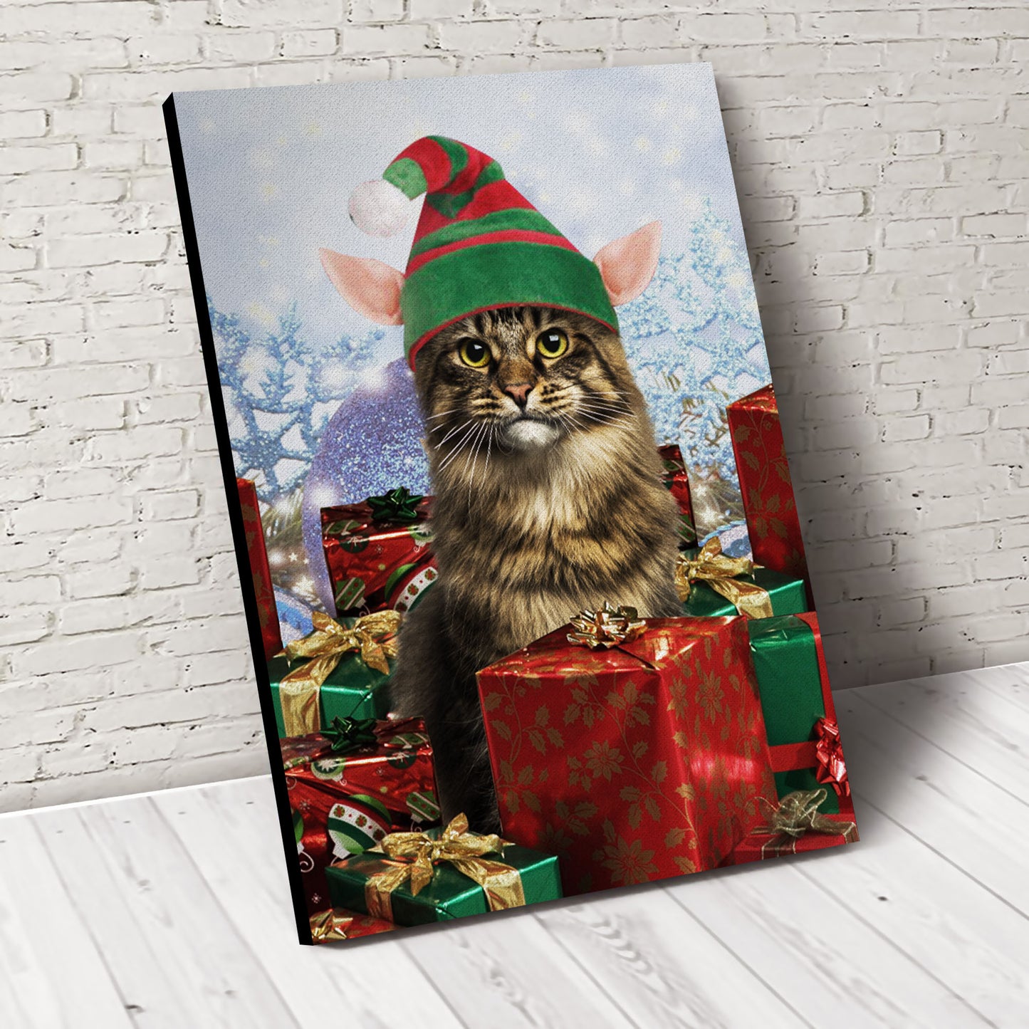Christmas Helping Paw Custom Pet Portrait Canvas - Noble Pawtrait