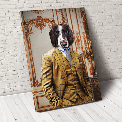 The Brown Suit Custom Pet Portrait Canvas - Noble Pawtrait