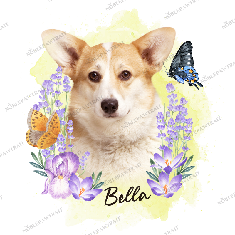 Lavender Wreath Watercolor Custom Pet Mug - Noble Pawtrait