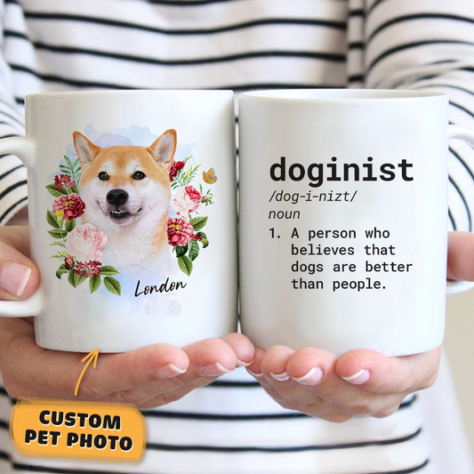 Peony Wreath Watercolor Custom Pet Mug - Noble Pawtrait