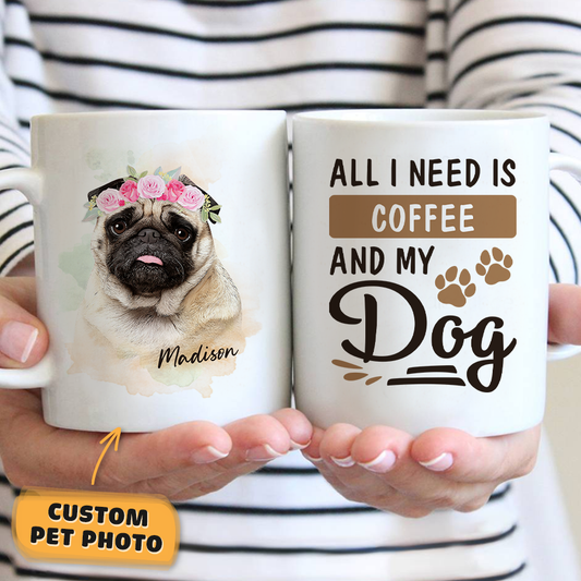 Rose Crown Watercolor Custom Pet Mug - Noble Pawtrait