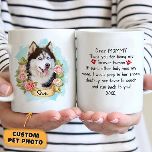 Rose Wreath Watercolor Custom Pet Mug - Noble Pawtrait