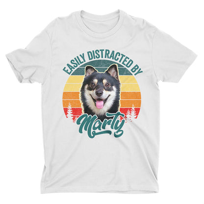 Custom T Shirt With Pet Face | Personalized Gift For Dog & Cat Lovers | Easily Distracted By Pet Vintage Style Unisex T Shirt