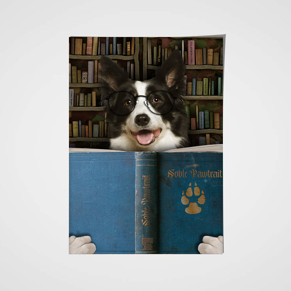 The Book Worm Custom Pet Portrait Poster - Noble Pawtrait