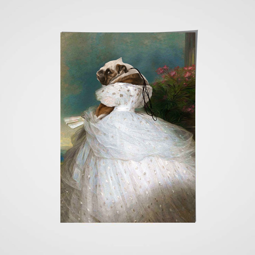 Lady in White Custom Pet Portrait - Noble Pawtrait