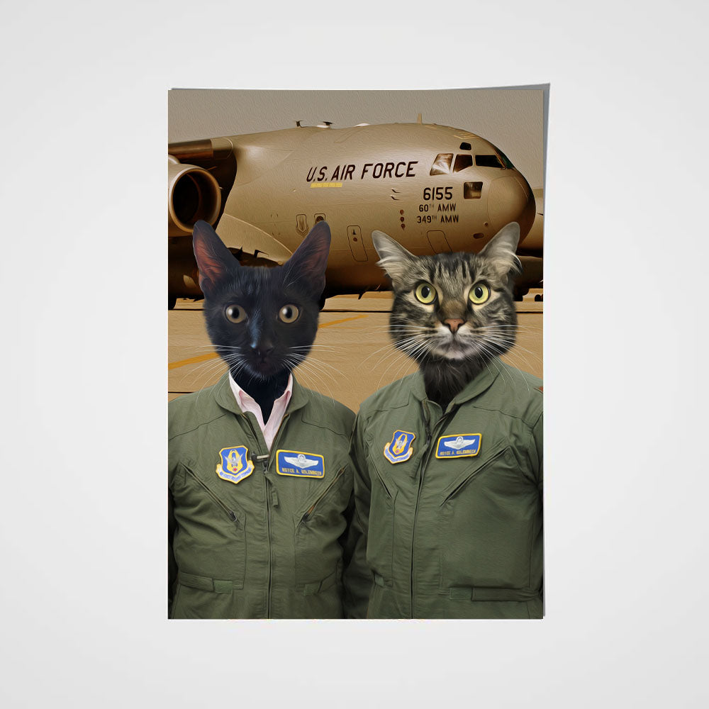 The Duo US Pilots Custom Pet Portrait Poster - Noble Pawtrait