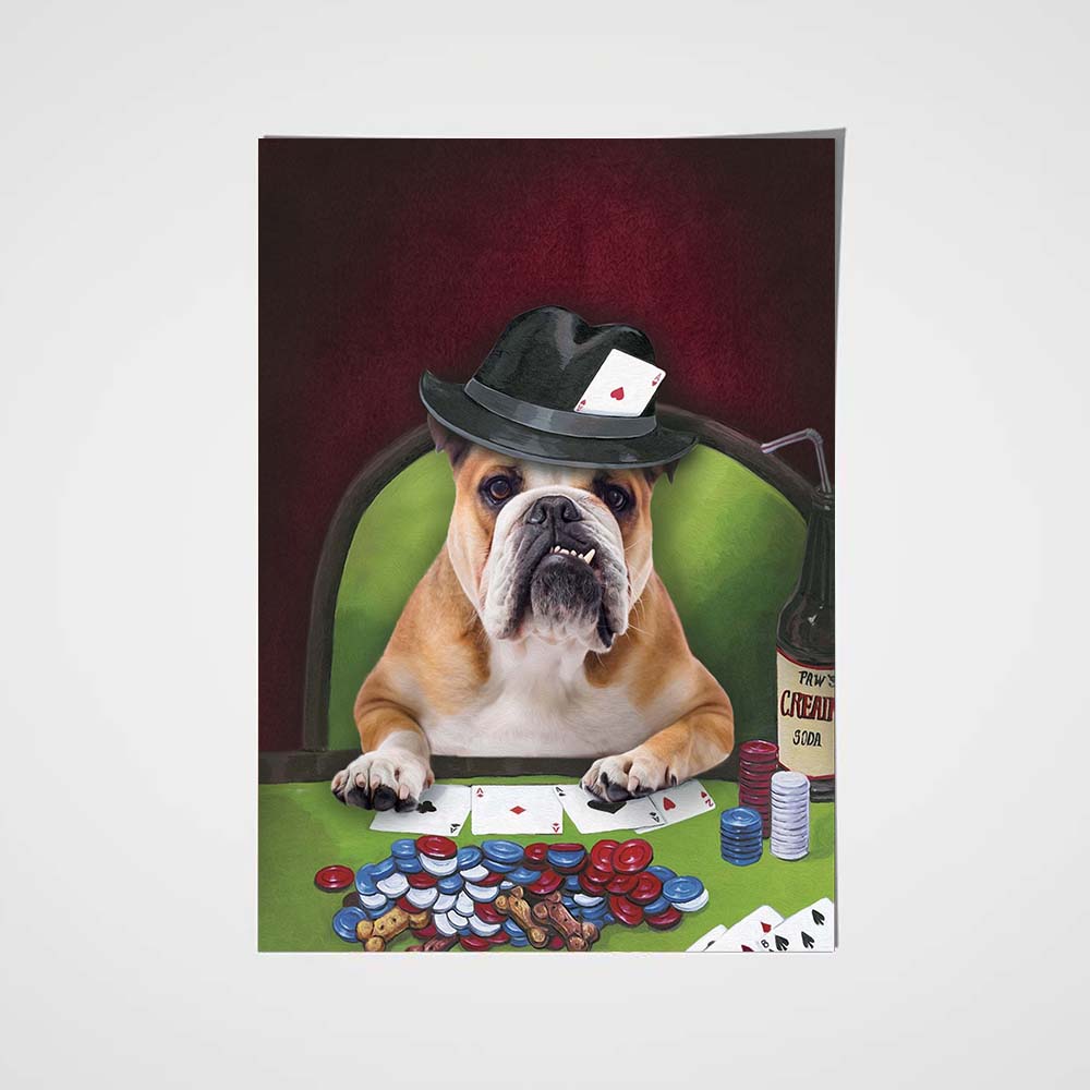 Poker Player Custom Pet Portrait Poster - Noble Pawtrait