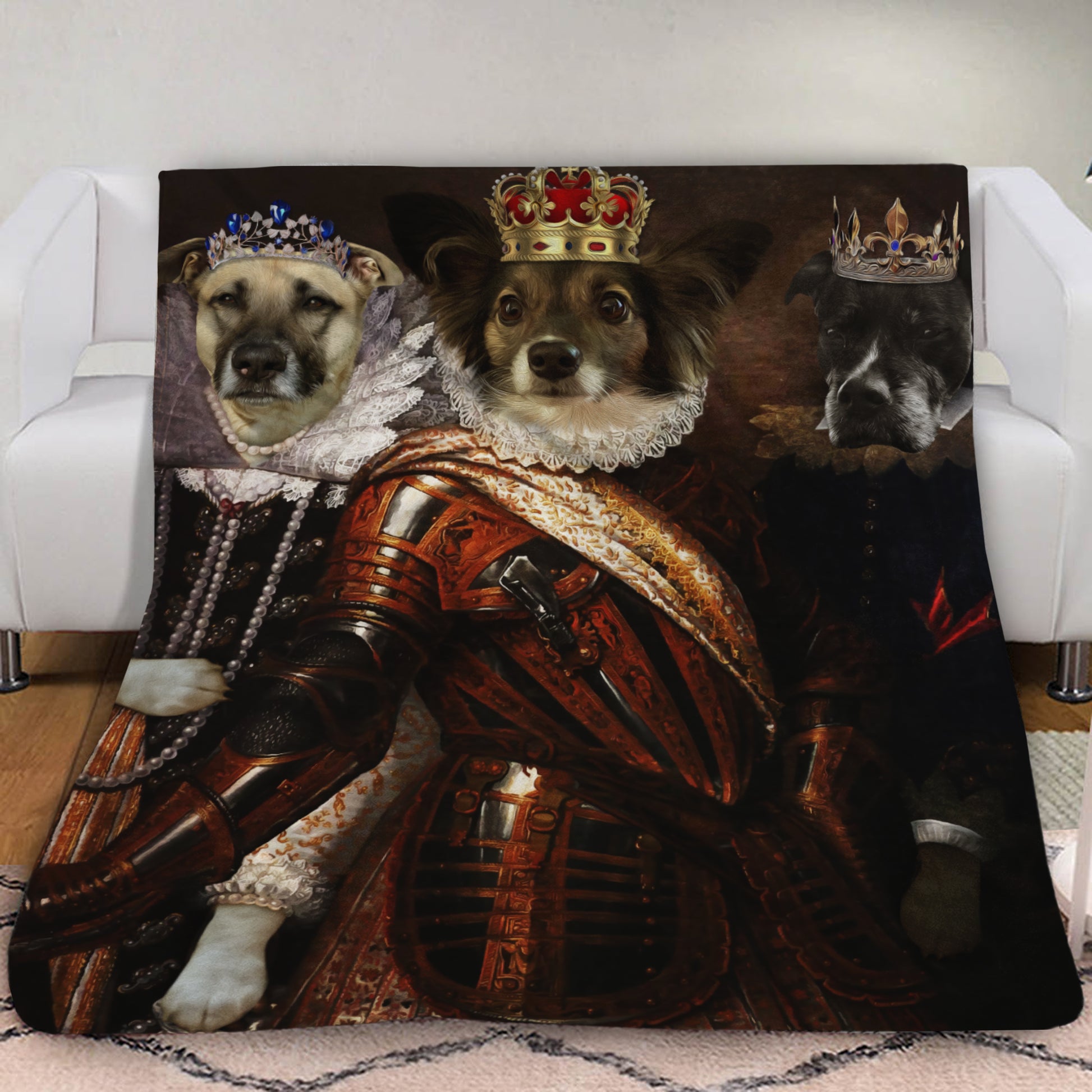 The Trio Custom Pet Blanket - Noble Pawtrait