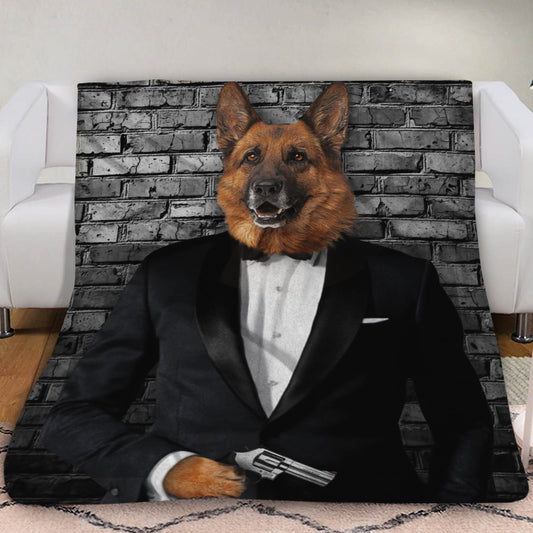 The Secret Agent Custom Pet Blanket - Noble Pawtrait