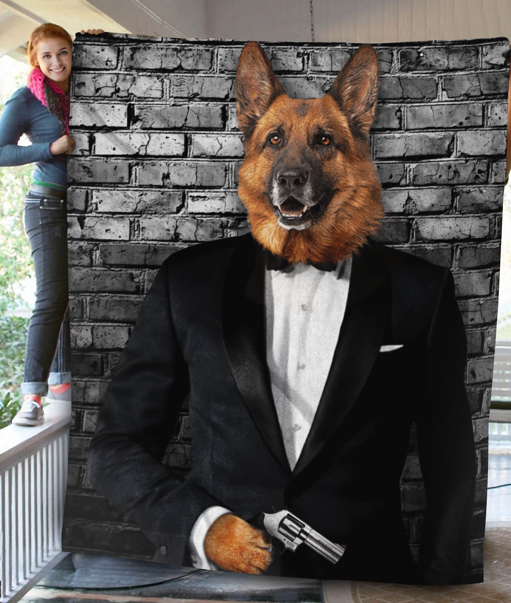 The Secret Agent Custom Pet Blanket - Noble Pawtrait