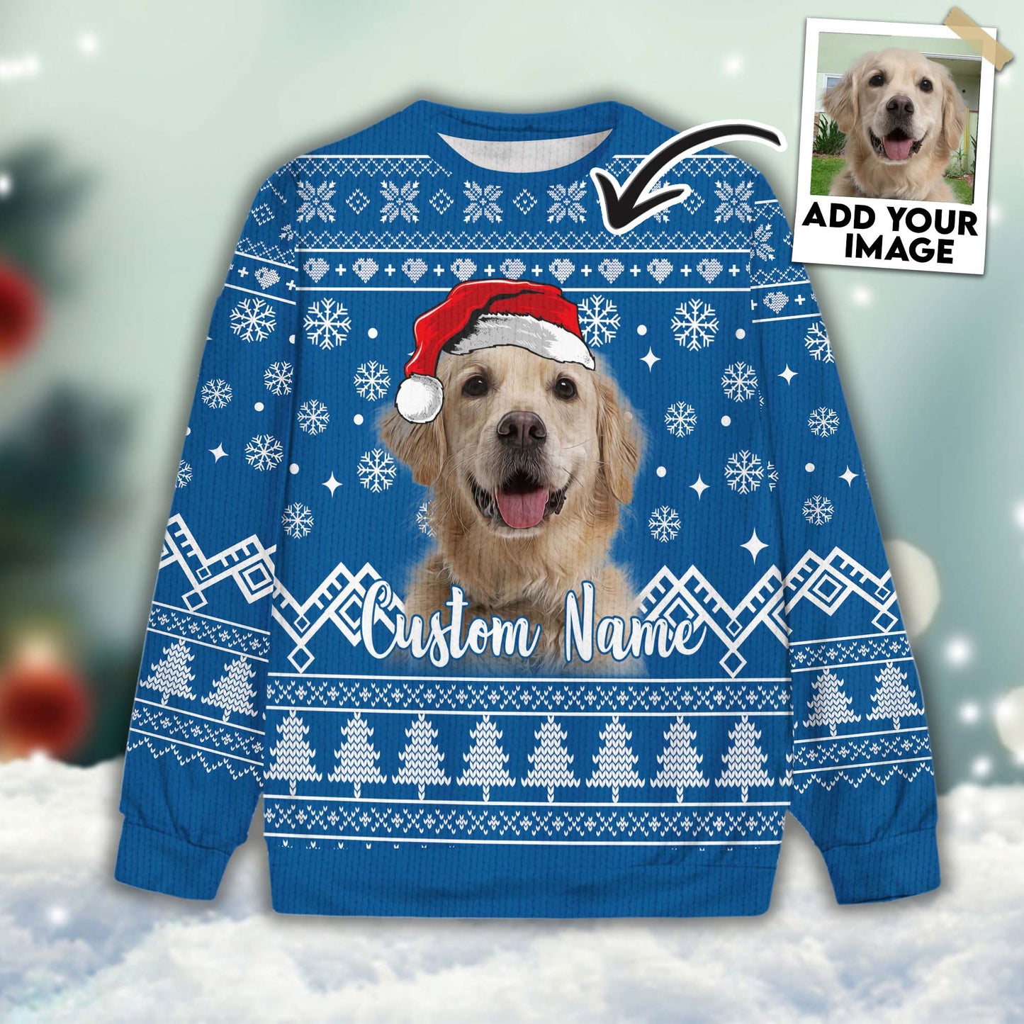 Ugly Sweater All Over Print Custom Merry Christmas Blue Color