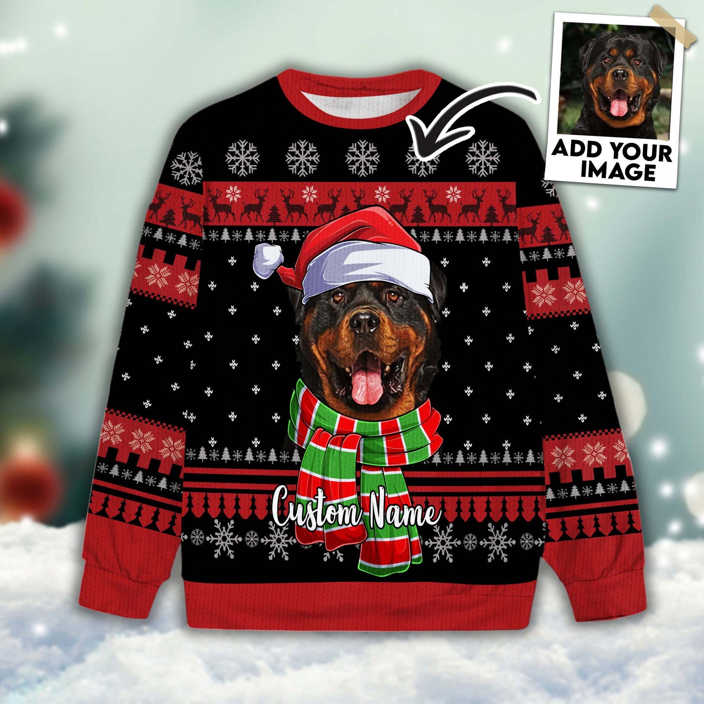 Ugly Sweater All Over Print Custom Merry Christmas Black Color