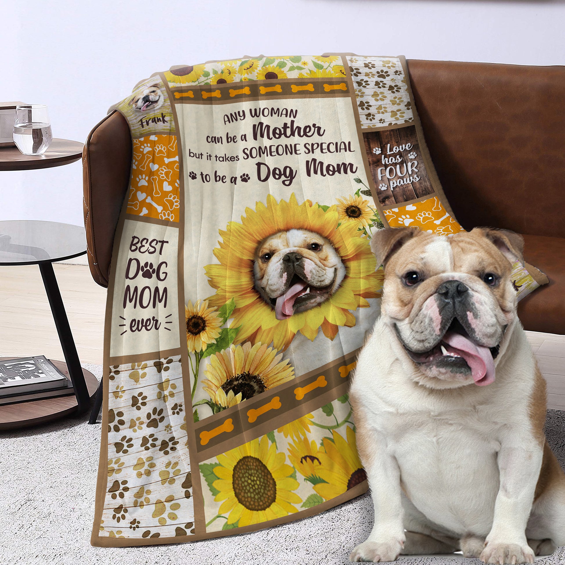 Special Dog Mom Custom Pet Fleece Blanket - Noble Pawtrait