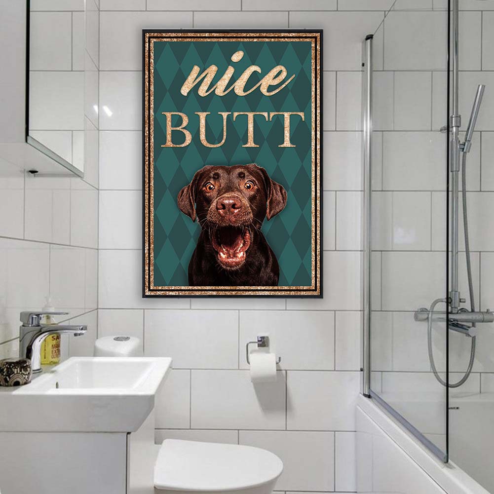 Toile de portrait d'animal de compagnie personnalisée, joli décor de salle de bains