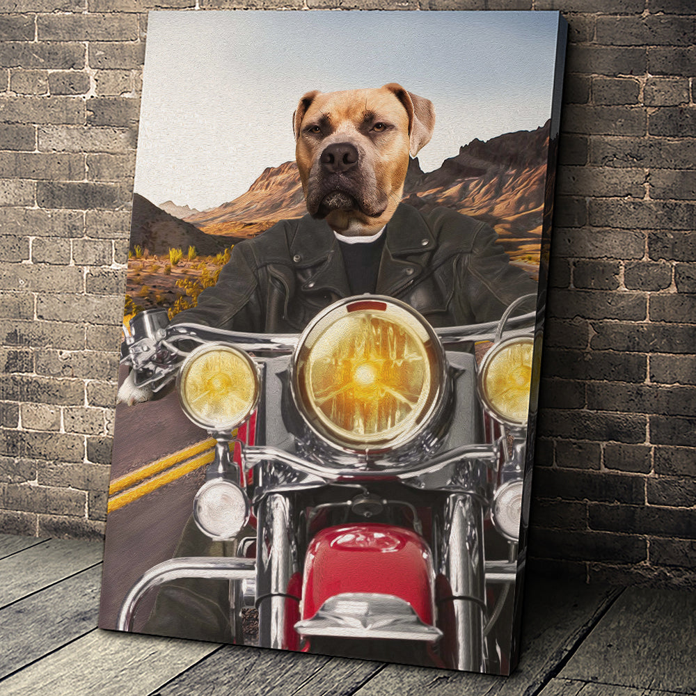 Harley-Pawson Rider Custom Pet Portrait Canvas - Noble Pawtrait