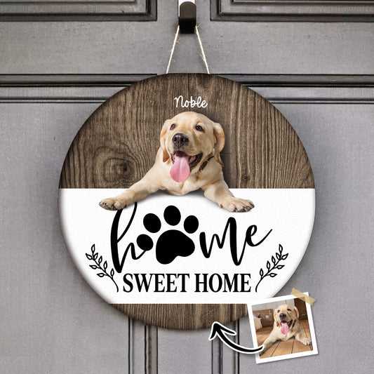 Home Sweet Home Custom Round Wood Sign Personalized Gift For Pet Lovers