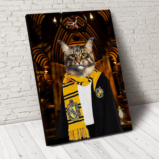 The Wizard Hufflewoof Custom Pet Portrait Canvas - Noble Pawtrait