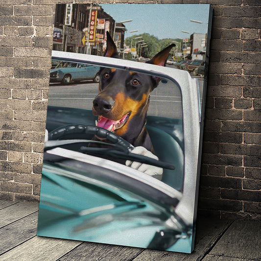 The Retro Driver Custom Pet Portrait Canvas - Noble Pawtrait
