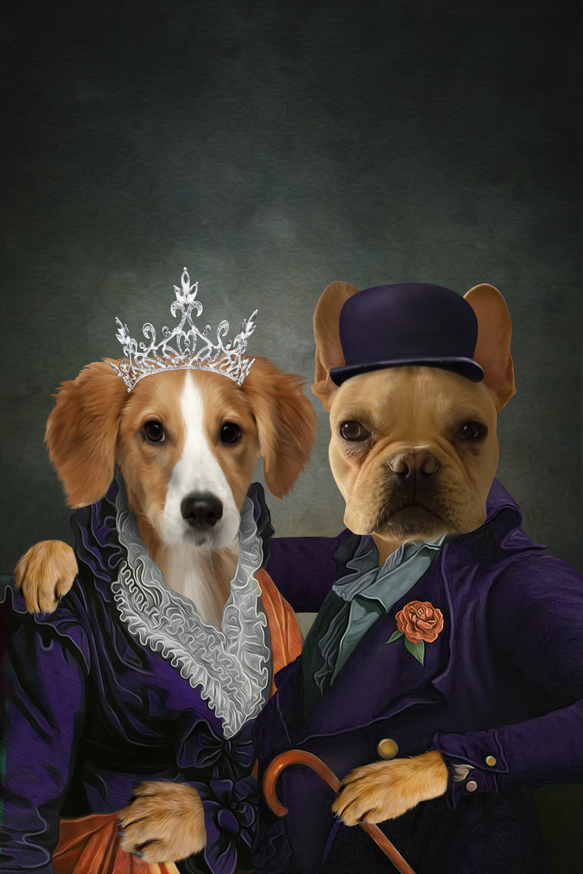 Mrs and Mr. Happy Custom Pet Portrait Poster - Noble Pawtrait