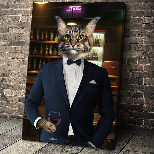 The Navy Suit Custom Pet Portrait - Noble Pawtrait