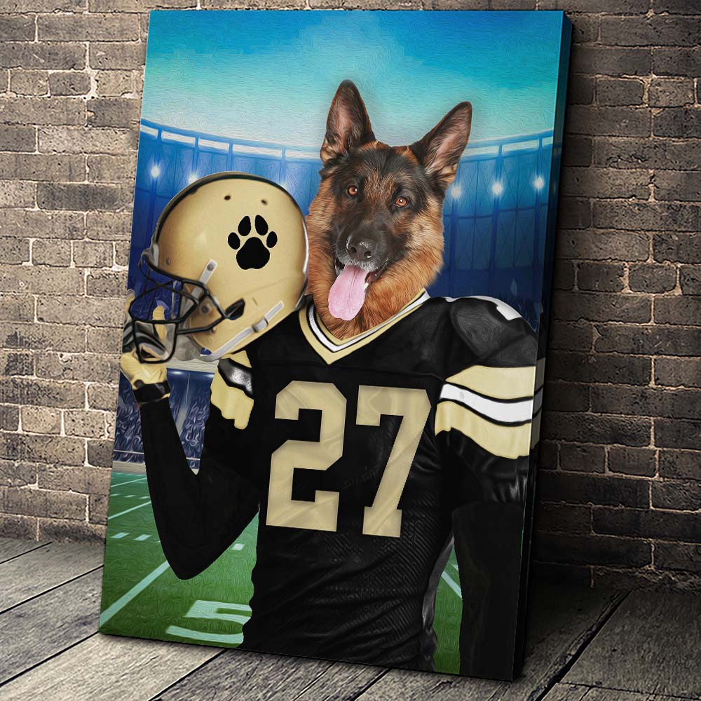 New Orleans Fan Custom Canvas Pet Portrait - Noble Pawtrait