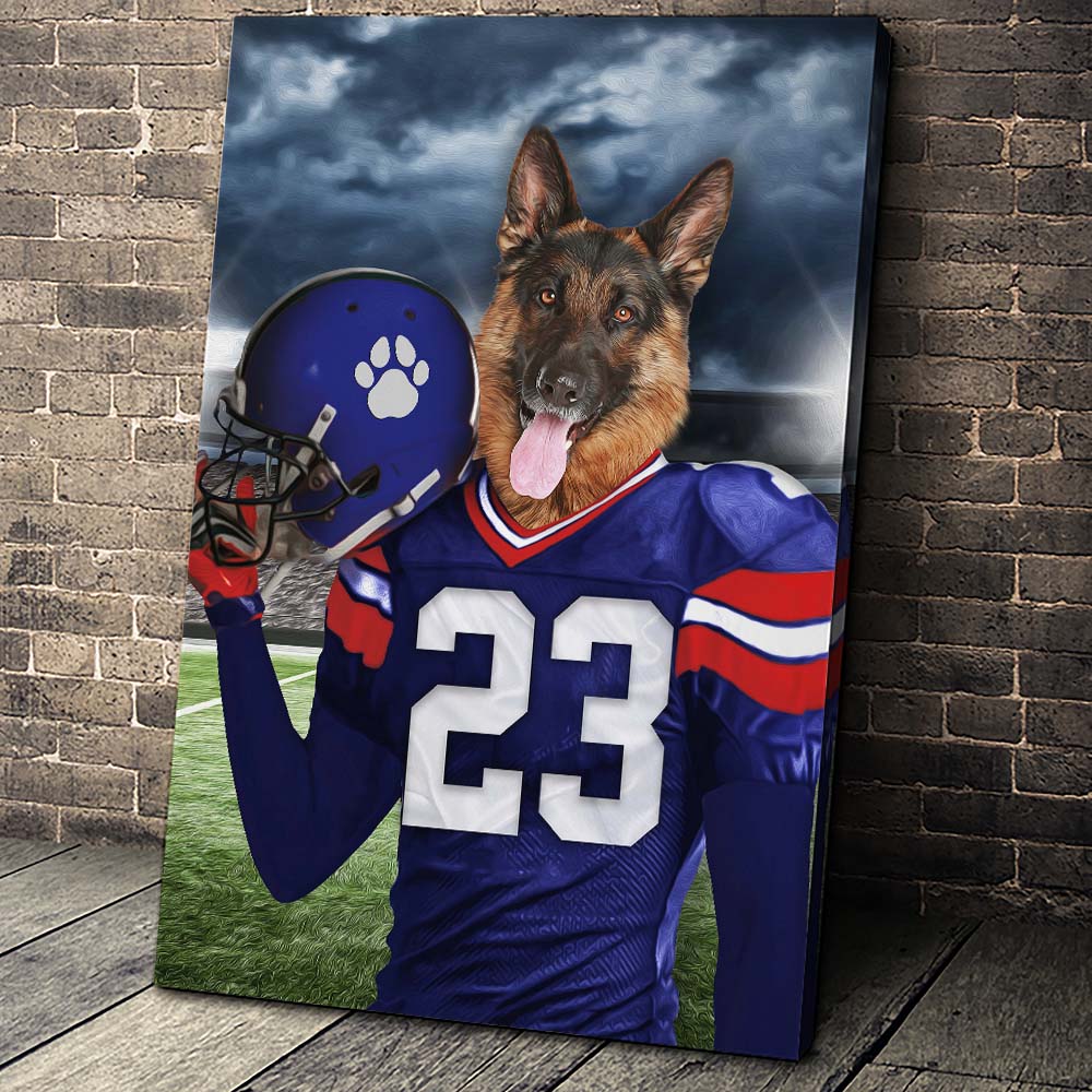 New York Giants Fan Custom Canvas Pet Portrait - Noble Pawtrait