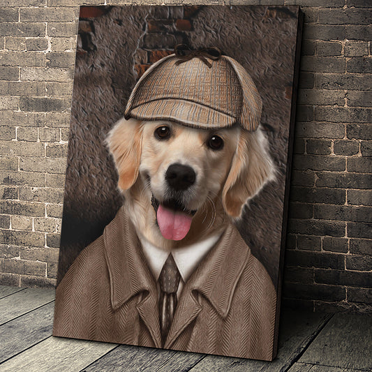 The Detective Paw Custom Pet Portrait Canvas - Noble Pawtrait