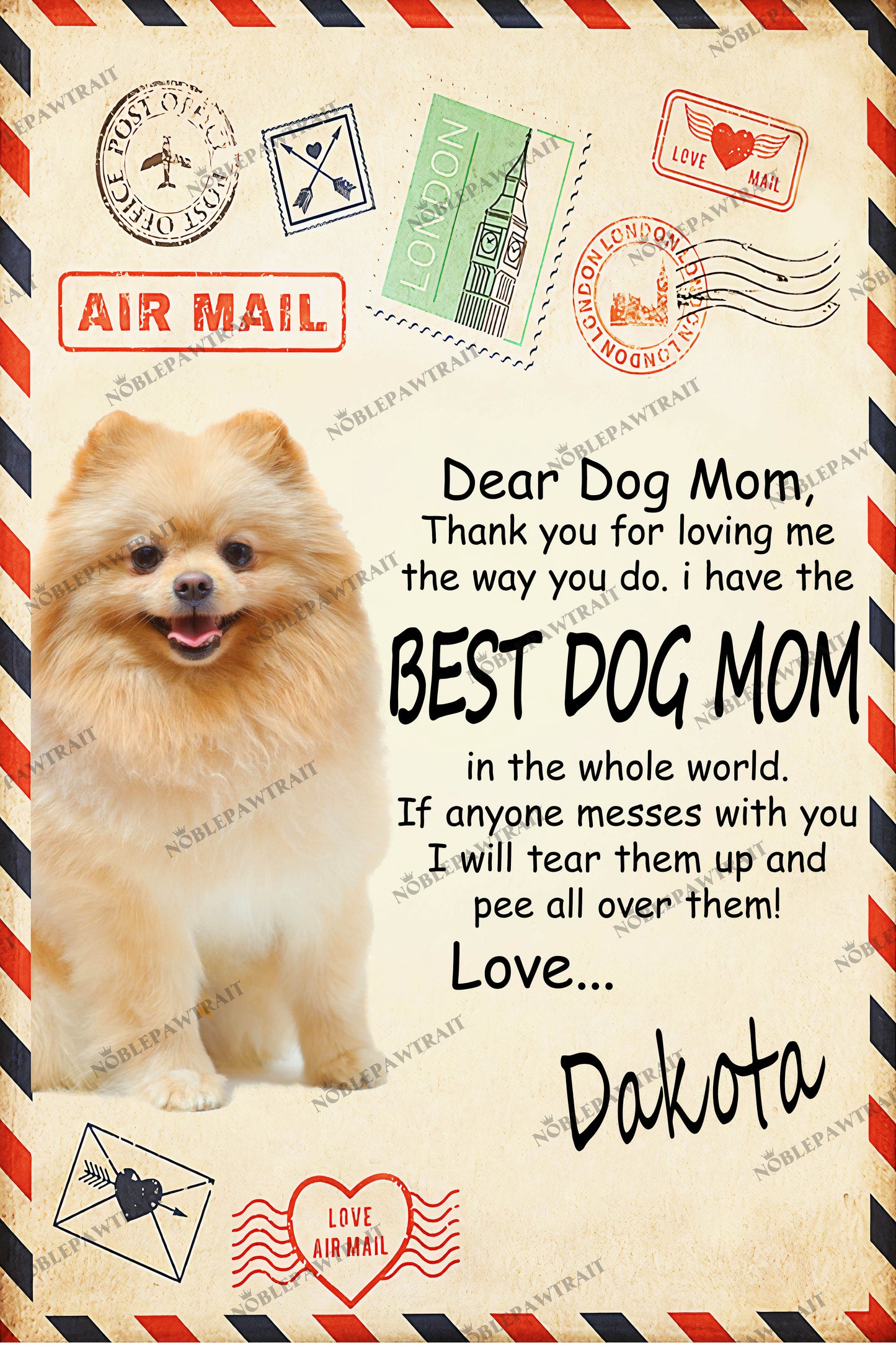 Paw Mail Mom Gift Custom Pet Fleece Blanket - Noble Pawtrait