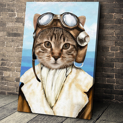 The Female Pilot Custom Pet Portrait Canvas - Noble Pawtrait