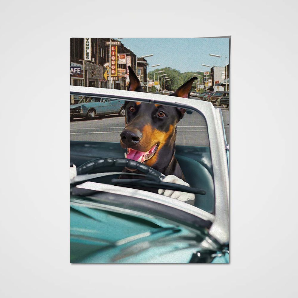 The Retro Driver Custom Pet Portrait - Noble Pawtrait