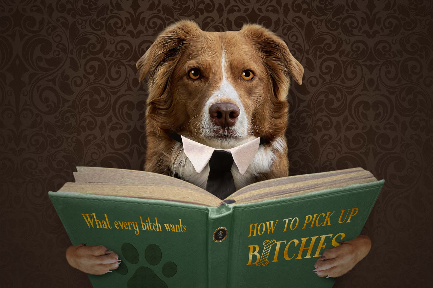 The Book Reader Custom Pet Portrait Digital Download - Noble Pawtrait