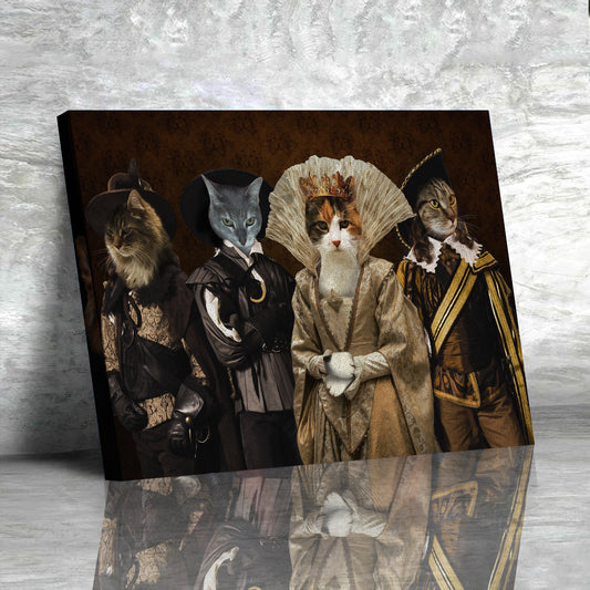 The Queen and Her Guards Custom Pet Portrait Canvas - Noble Pawtrait