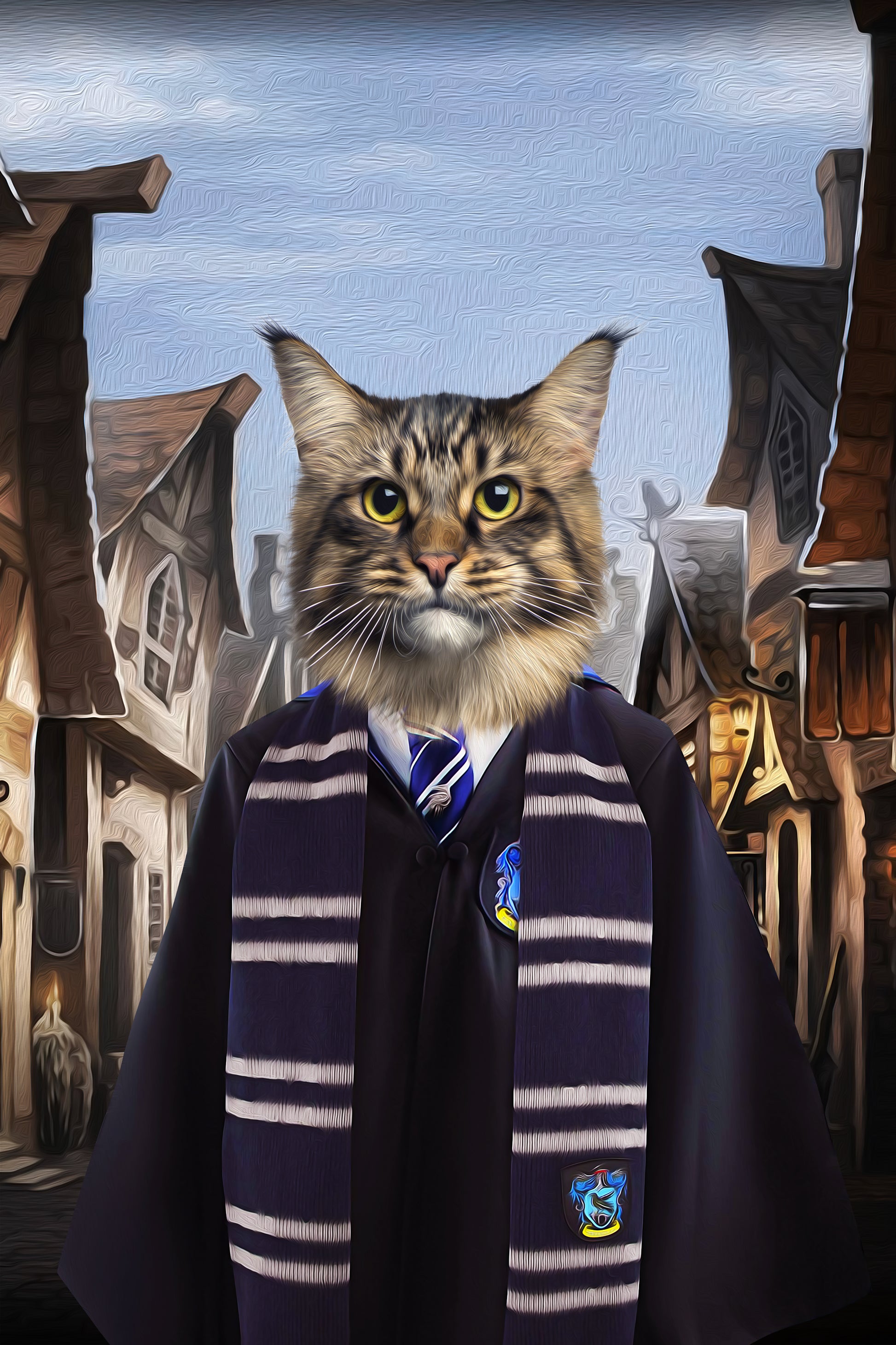 The Wizard Ravenpaw Custom Pet Portrait Canvas - Noble Pawtrait
