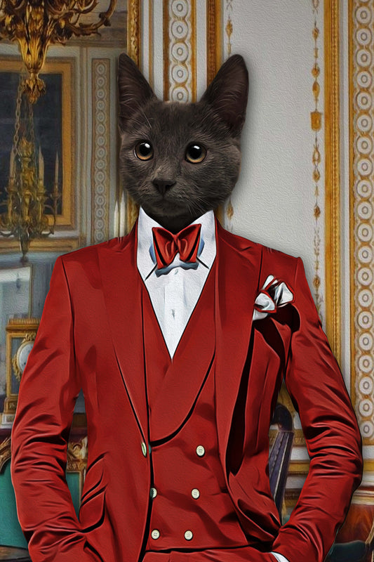 The Red Suit Custom Pet Portrait Digital Download - Noble Pawtrait