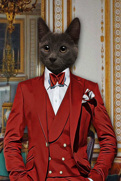 The Red Suit Custom Pet Portrait Canvas - Noble Pawtrait