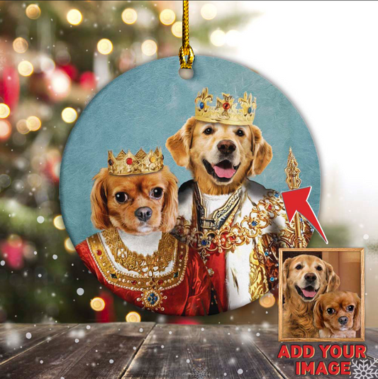 The Royal King and Queen Custom Pet Ornament 2-Sided - Noble Pawtrait