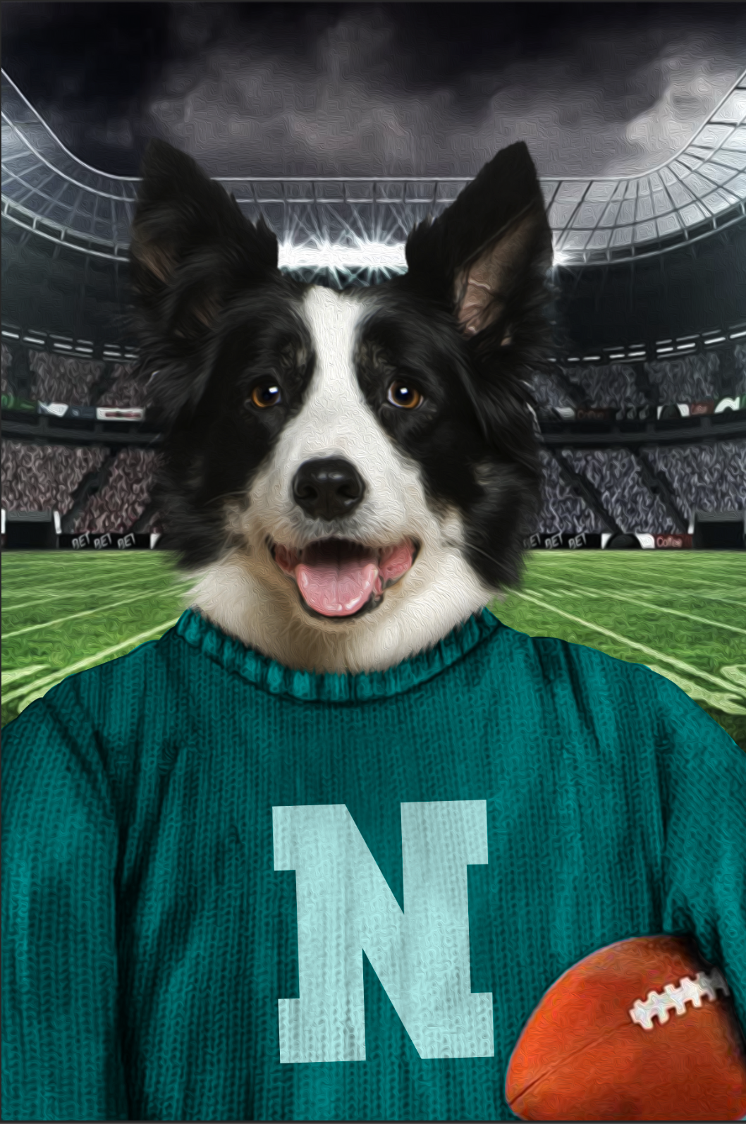 The Vintage Footballer Custom Canvas Pet Portrait - Noble Pawtrait