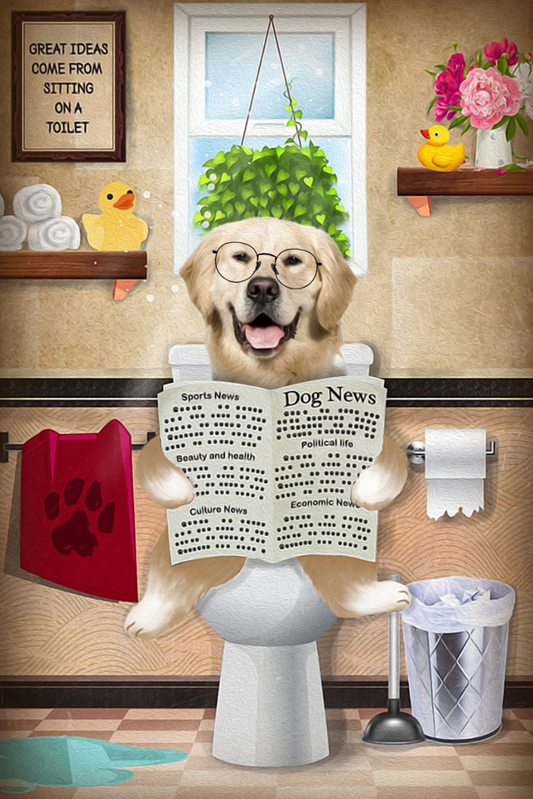 The Bathroom Reader Custom Pet Portrait Digital Download - Noble Pawtrait