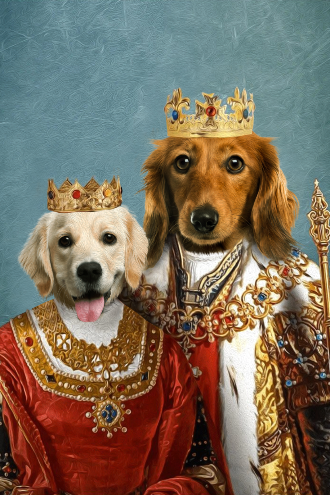 Royal King and Queen Custom Pet Portrait - Noble Pawtrait