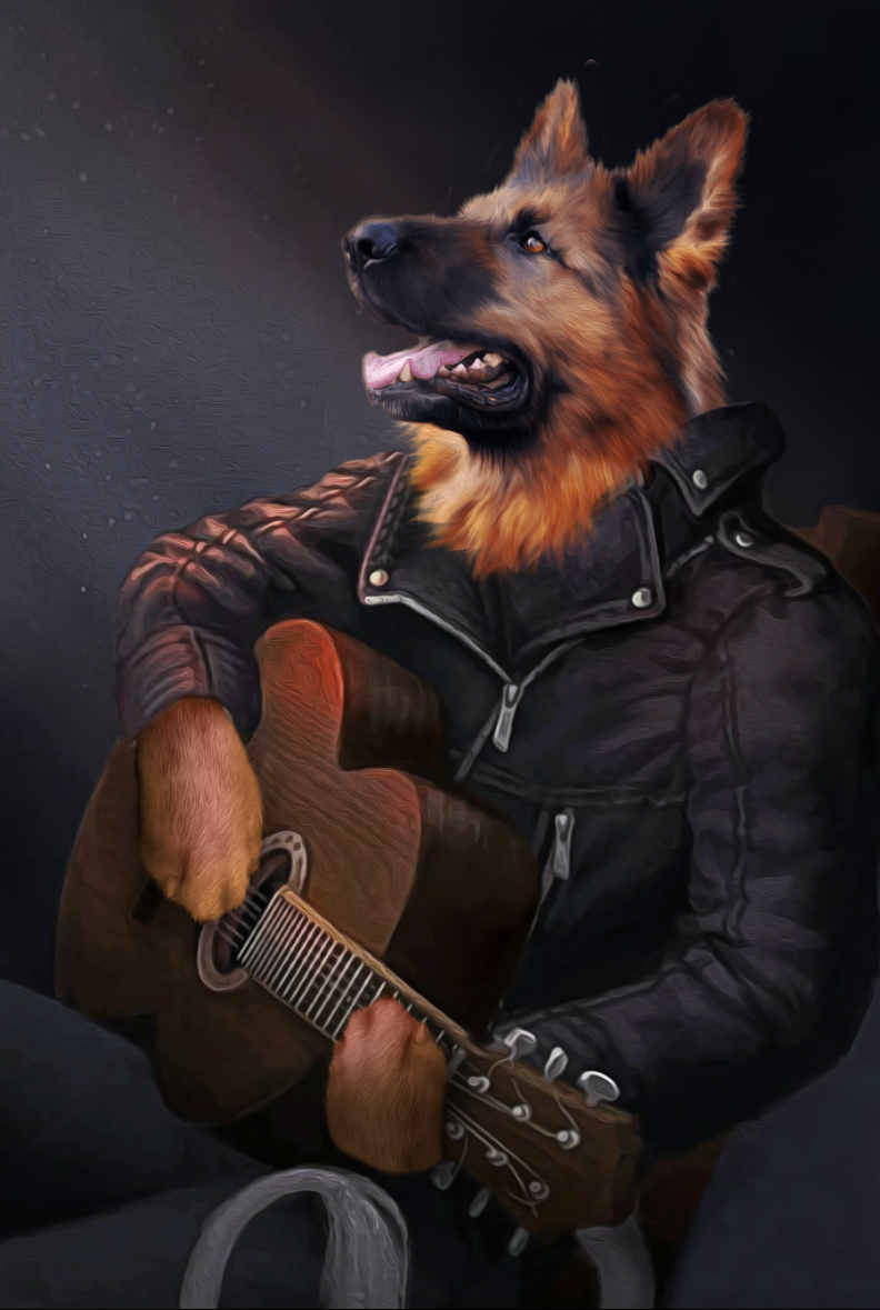 The Guitarist Custom Pet Portrait - Noble Pawtrait