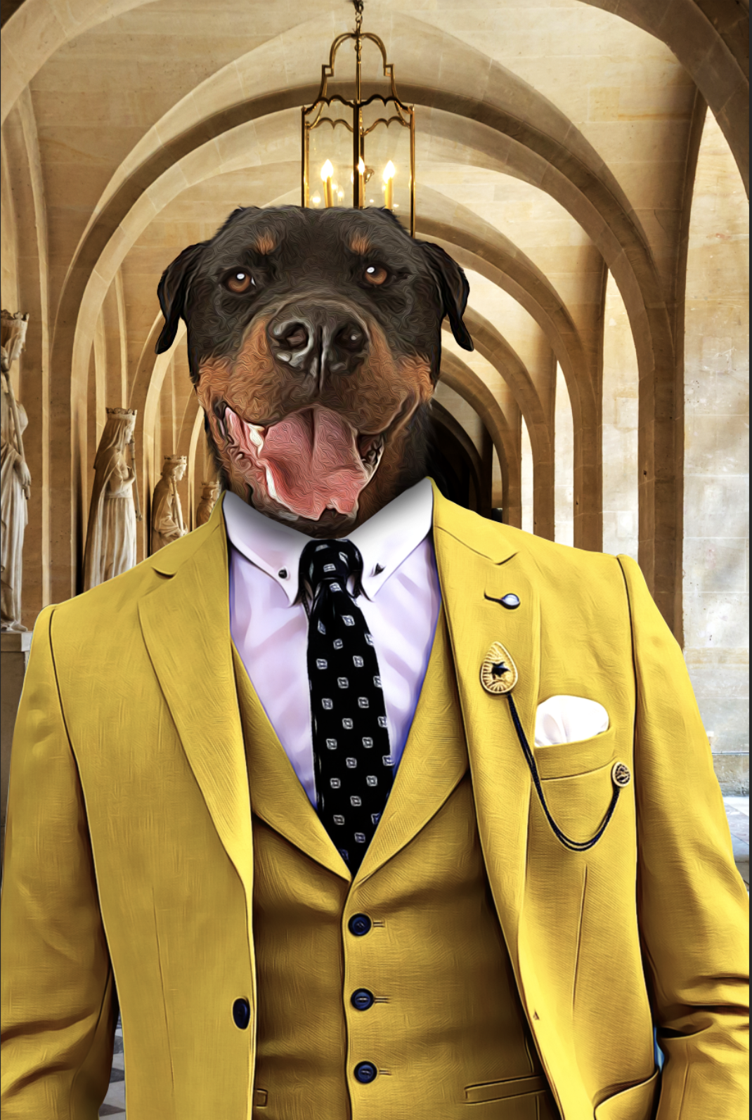 The Yellow Suit Custom Pet Portrait Digital Download - Noble Pawtrait